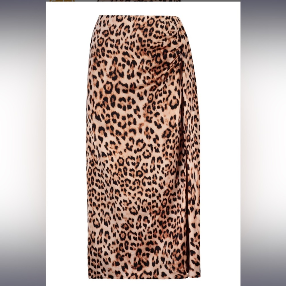 Animal Leopard Print Midi Skirt
